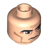 Lego Minifig Head, Thick Eyebrows, Large Eyes, Cheek Lines Print / Light Nougat