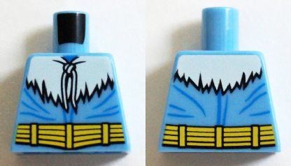 Lego Torso Winter Jacket with Fur, Strings and Yellow Belt Pattern (Captain Cold) / Medium Blue