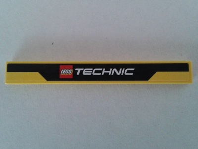 Lego Tile 1 x 8 with LEGO TECHNIC Logo on Black Stripe Pattern (Sticker) - Set 8053 / Yellow