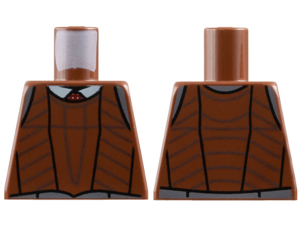 Lego Torso Vest Protective over White Collar Pattern / Reddish Brown