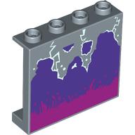 Lego Panel 1 x 4 x 3 with Dark Purple/Magenta Rocks Print