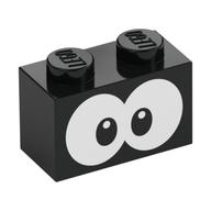Lego Brick 1 x 2 with White Eyes Print