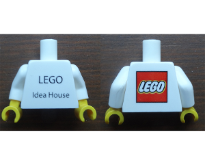 Lego Torso 'LEGO Idea House' Front and LEGO Logo on Back Pattern / White Arms / Yellow Hands