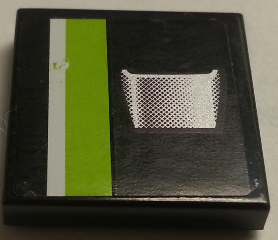 Lego Tile 2 x 2 with Lime and White Stripe on Black Background and Air Intake Pattern (Sticker) - Set 8154