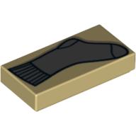 Lego Tile 1 x 2 with Sock Print