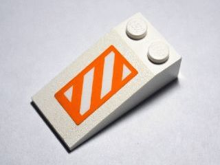 Lego Slope 18 4 x 2 with Orange and White Danger Stripes Pattern (Sticker) - Set 10129