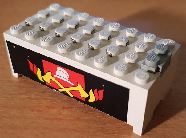 Lego Electric 9V Battery Box Small without Battery Cover with Fire Pattern on Both Sides (Stickers) - Set 6480