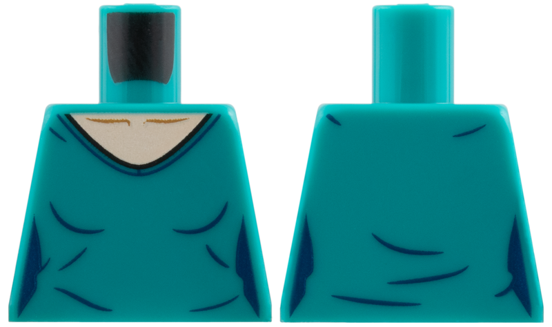 Lego Torso Female, V-Neck, Light Nougat Neck, Dark Blue Contours Pattern