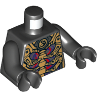 Lego Torso Gold Skeleton Print, Black Arms and Hands / Black