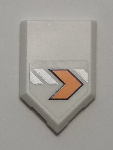 Lego Tile, Modified 2 x 3 Pentagonal with Orange Arrow Model Left Side Pattern (Sticker) - Set 70348