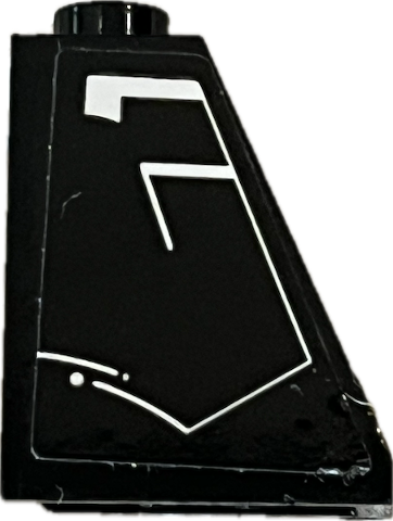Lego Slope 65 2 x 1 x 2 with White Dots and Lines Pattern Side B (Sticker) - Set 75315 / Black