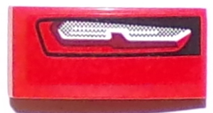Lego Slope, Curved 2 x 1 x 2/3 with Chevrolet Camaro Car Taillight Pattern Model Left Side (Sticker) - Set 75874 / Red