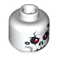 Lego Minifig Head Chopov, Cracked Skull with Holes, Red Holes Print [Blocked Open Stud] / White