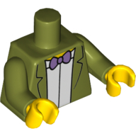 Lego Torso Jacket, Lavender Bow Tie and White Shirt Print, Olive Green, Yellow Hands / Olive Green