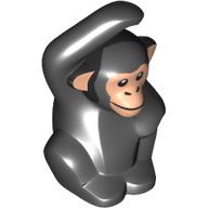 Lego Animal, Monkey / Ape, Chimpanzee with Light Nougat Face Print / Black