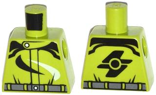 Lego Torso Racing Suit with Dark Bluish Gray Belt and Black and White Swirls Pattern / Lime