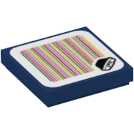 Lego Tile 2 x 2 with Buzzy Beetle and Barcode Print (Sticker) / Dark Blue