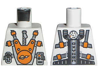 Lego Torso Space Mars Mission Astronaut with Orange and Silver Pattern / White