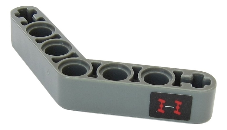 Lego Technic, Liftarm, Modified Bent Thick 1 x 7 (4 - 4) with Crab Steering Symbol Pattern (Sticker) - Set 42054