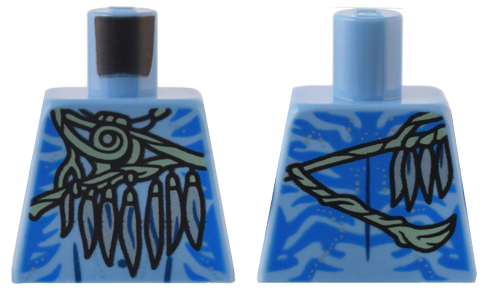 Lego Torso Na'vi with Blue Markings, Sand Green Strap, Silver Feather Necklace and Spots Pattern / Medium Blue
