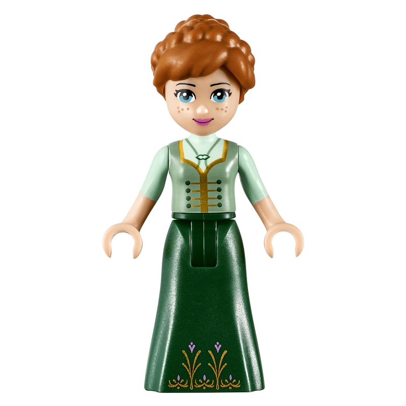 Lego Anna - Sand Green and Dark Green Dress, Open Mouth