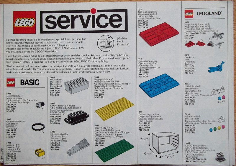Lego 1990 Medium Service Packs DK/N/S/SF (113780/113880)