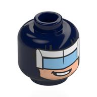 Lego Minifig Head Boomerang, Medium Blue / White Visor/Mask, Light Nougat Face, Smile / Dark Blue