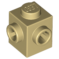 Lego Brick Special 1 x 1 with Studs on 2 Adjacent Sides / Tan