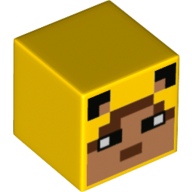 Lego Minifig Head Special, Cube with Pixelated Nougat Face, Black Eyes Print