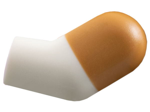 Lego Arm, Left with Molded Medium Nougat Short Sleeve Pattern / White