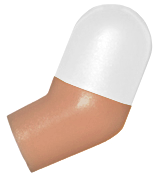 Lego Arm, Left with Molded White Short Sleeve  Pattern / Medium Nougat