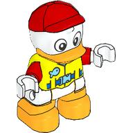 Lego Duplo Figure Duck with Safety Vest, Red Cap, Bright Light Orange Beak and Legs