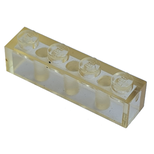 Lego Modulex Brick 1 x 4 with LEGO on Stud / Modulex Clear