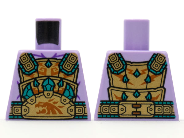 Lego Torso Gold Breastplate, Dark Turquoise and Dark Orange Trim Pattern / Lavender