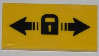 Lego Tile 2 x 4 with Black Arrows and Lock Pattern (Sticker) - Set 3368