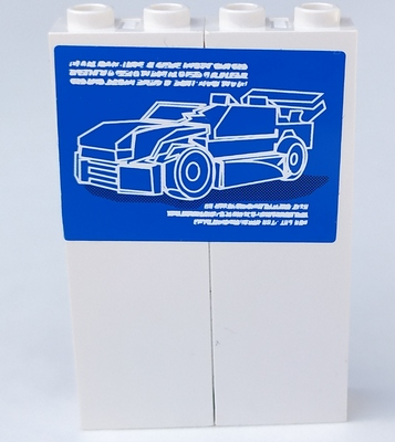 Lego Stickered Assembly 4 x 1 x 5 with Blue and Black Car Posters Pattern on Both Sides (Stickers) - Set 8681