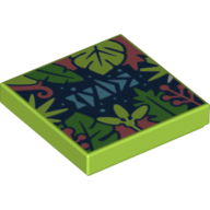 Lego Tile 2 x 2 with Tropical Plants Print
