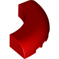 Lego Brick Round Corner 5 x 5 x 1 Curved, Bottom Cut Outs, No Studs, 7 Bottom Tubes / Red