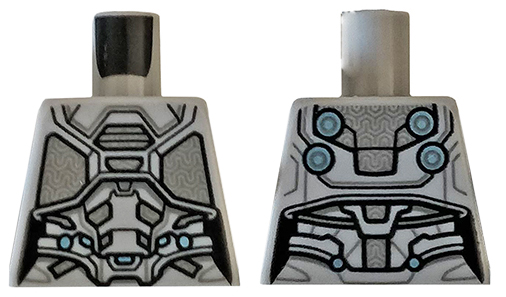 Lego Torso Female Outline with Body Armor with Dark Bluish Gray Trim Pattern (Ghost) / Light Bluish Gray