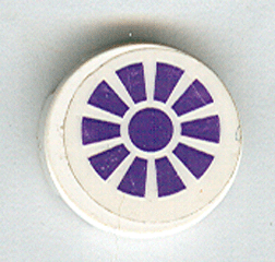 Lego Tile, Round 2 x 2 with Dark Purple Fan / Radiating Sun Pattern (Sticker) - Set 7706
