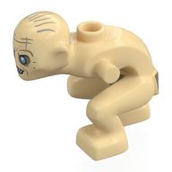 Lego Minifig, Gollum with Dark Bluish Grey Hair, Medium Azure Eyes, Dark Tan Wrinkles Print