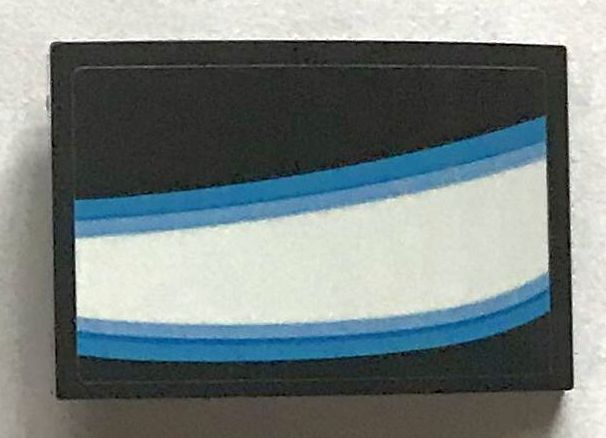Lego Slope, Curved 3 x 2 with White and Blue Curved Stripes Iron Man Eye Pattern Model Left Side (Sticker) - Set  76165