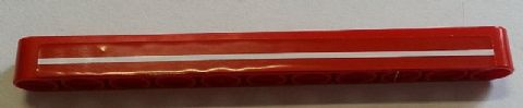 Lego Technic, Liftarm Thick 1 x 11 with White Line on Red Background Pattern (Sticker) - Set 8258 / Red