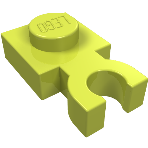Lego Plate Special 1 x 1 with Clip Vertical [Thick U Clip] / Medium Lime