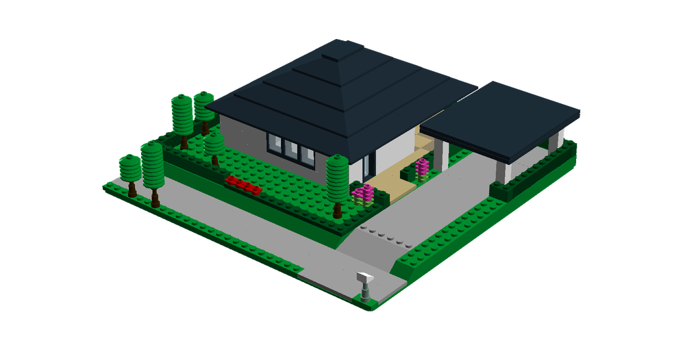Lego micro L-shape suburban house