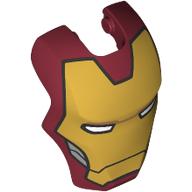 Lego Headwear Accessory Visor Top Hinge with Gold Ironman Mask, White Eyes print / Dark Red