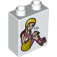 Lego Duplo Brick 1 x 2 x 2 with Bottom Tube and Dual Sided Happy Girl / Hurt Girl on Rollerskates Print