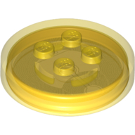 Lego Function Brick Round 4 x 4 x 2/3 with 4 Studs and Trans Orange Bottom Pattern (Generic for Gadgets) / Trans-Yellow