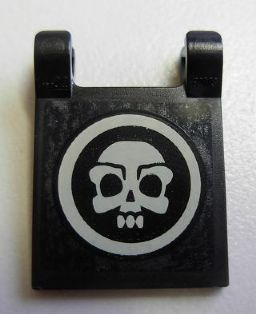 Lego Flag 2 x 2 Square with Flat Edge with White Skull inside Circle Pattern (Sticker) - Set 4195