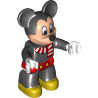Lego Duplo Figure Mickey Mouse with Red Shorts and Red and White Scarf Print / Black